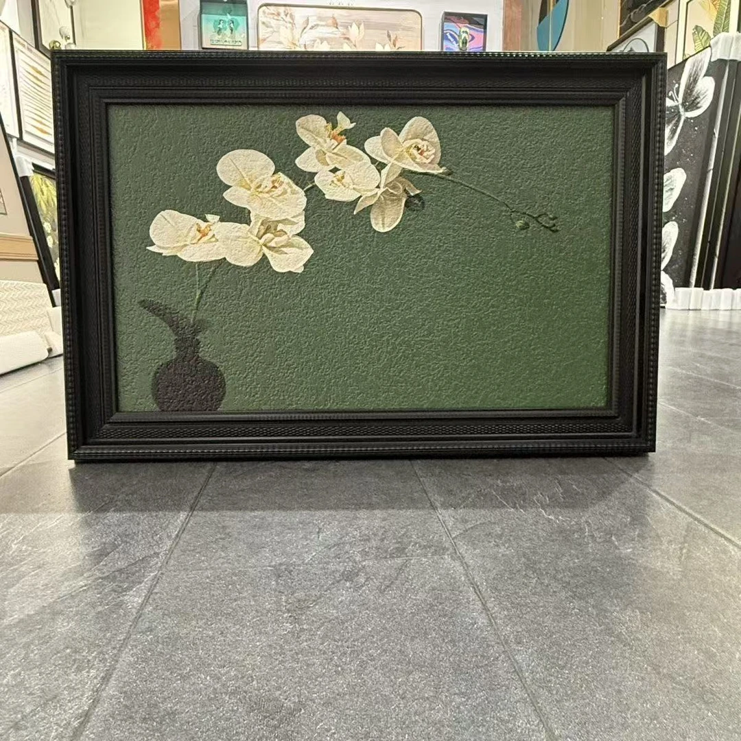 D58客厅艺术高级蝴蝶兰古风餐厅装饰画挂画卧室法式复古壁画40*60