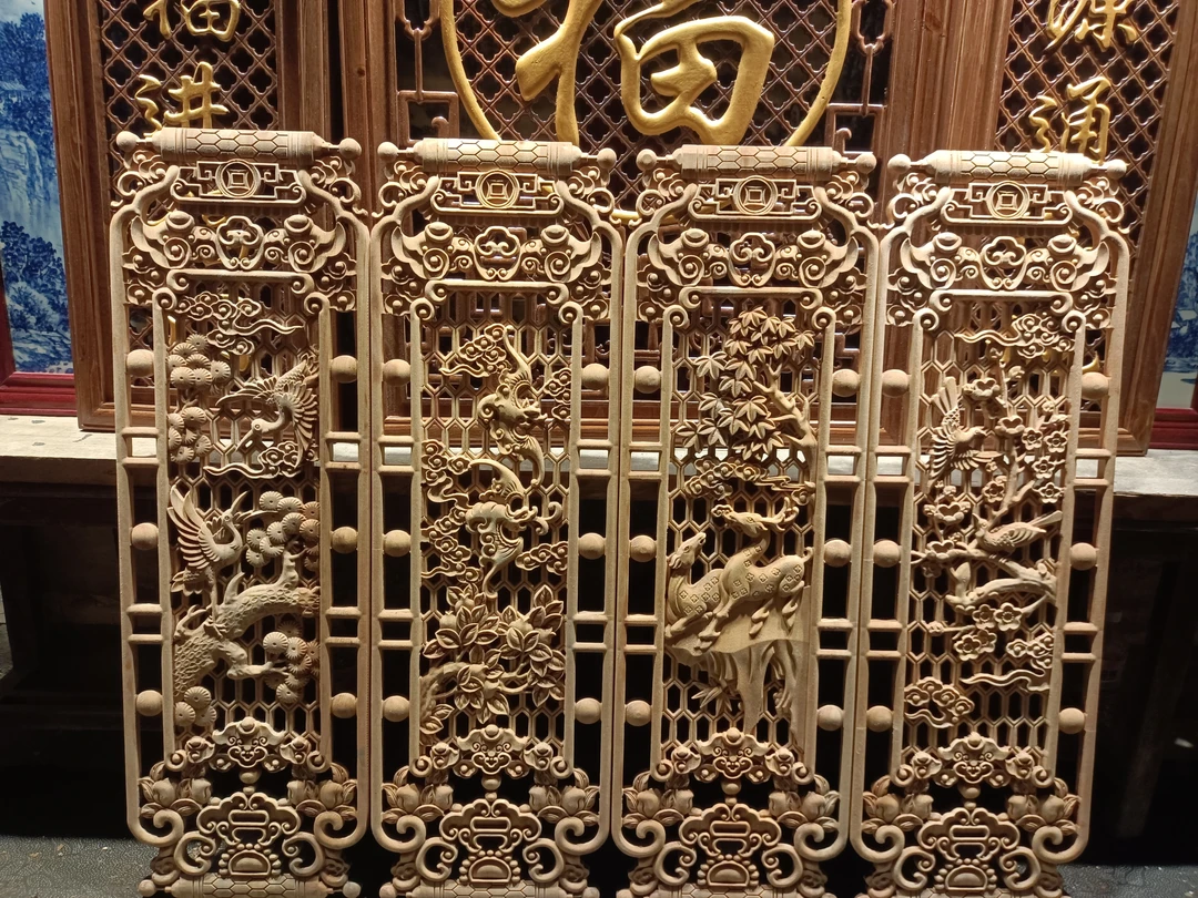 东阳木雕，(福禄寿喜)