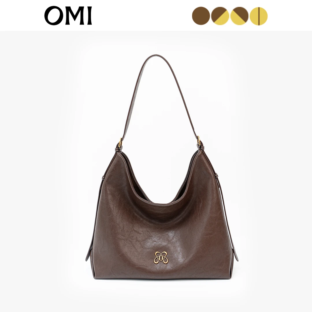 OMI/欧米2025年大版新款真皮轻奢通勤简约大容量复古单肩托特
