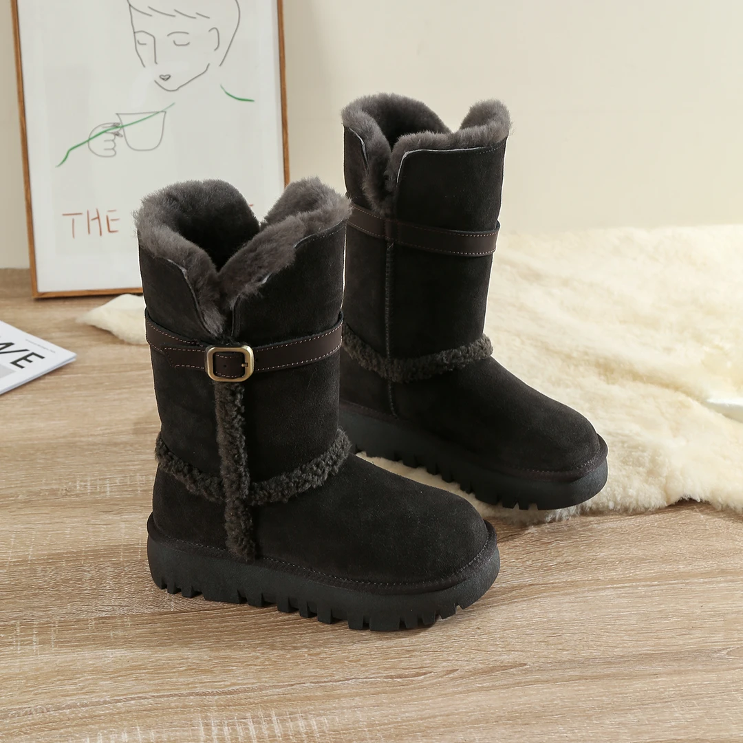 KS7811  全羊毛内里雪地靴女高筒冬新款百搭加厚时尚东北保暖棉鞋