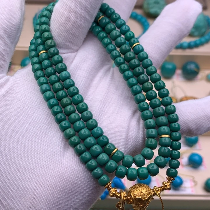 绿松石18K金镶嵌珠宝奇石