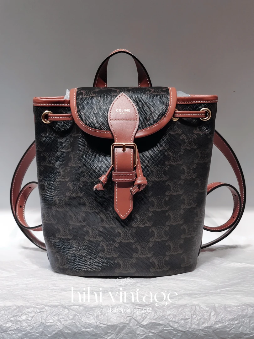 99新 Celine/思琳 Celine 凯旋门老花双肩包18789767 二店