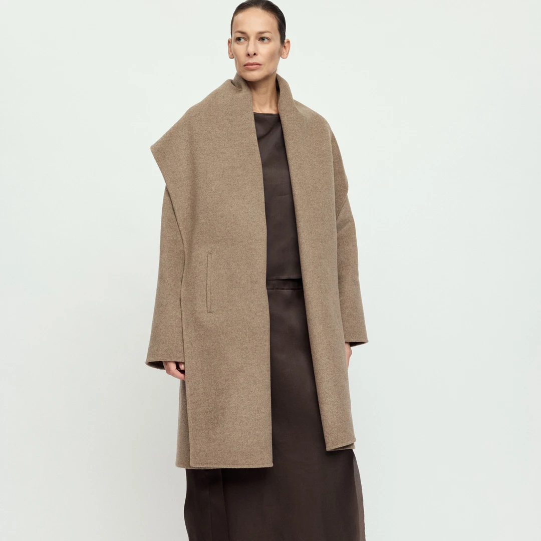 若涵RH070AW25双面呢连襟大衣