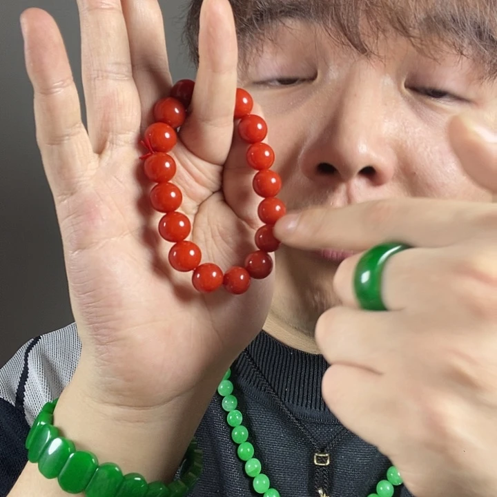 未镶嵌手链翡翠12mm鸽血红手串