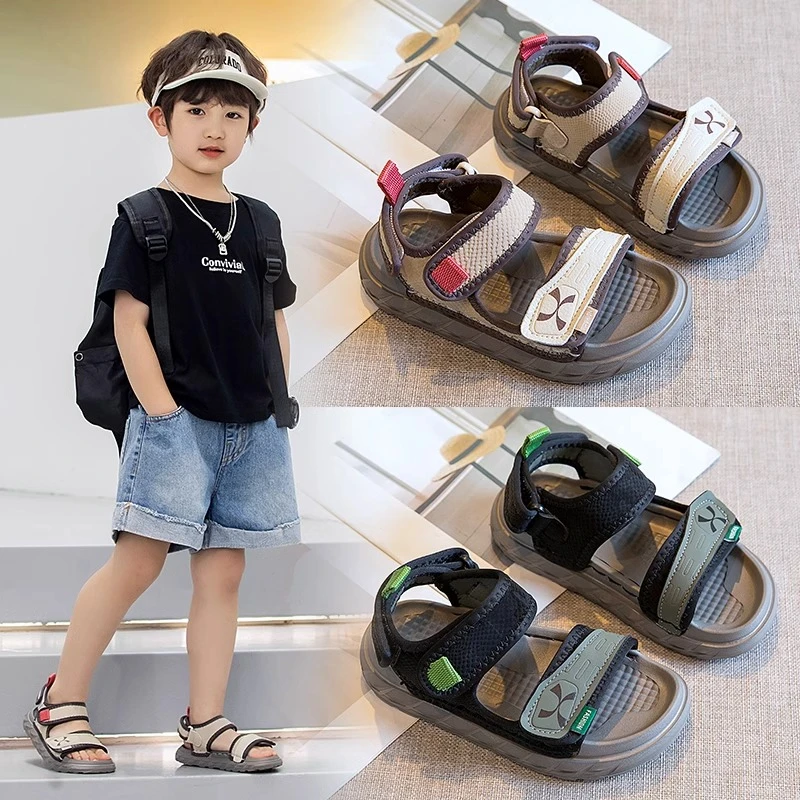 ABC儿童运动凉鞋2025夏季新款露趾男童软底中大童鞋子女童沙滩鞋