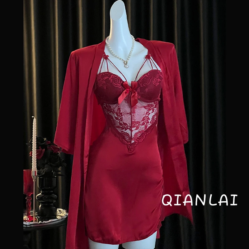 【外袍专属】性感睡裙轻奢吊带蕾丝御姐微胖小胸显大约会必备显瘦