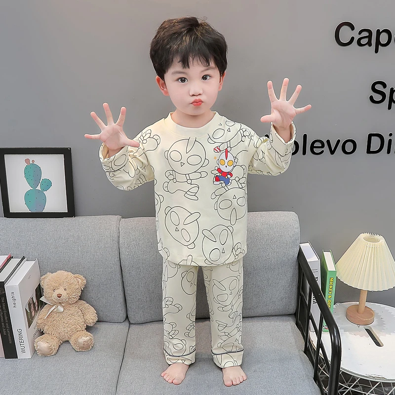 男童睡衣春秋纯棉卡通奥特曼长袖男孩宝宝春季儿童可爱家居服套装