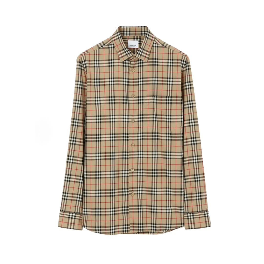 BURBERRY/博柏利(香港)格纹满印尖领单排扣长袖衬衫8070582/BCJ