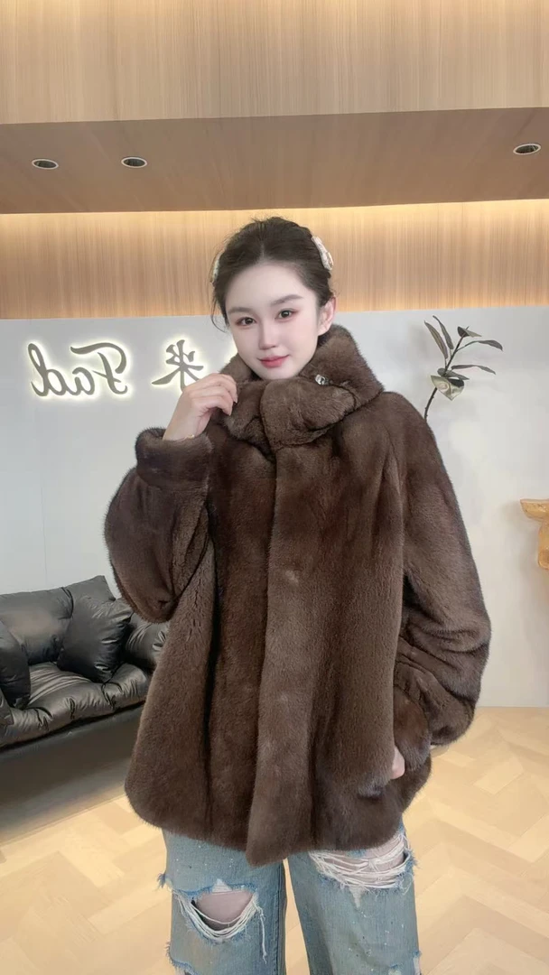 中长款风雪帽女连帽整貂皮大衣冬季皮草天鹅绒外套