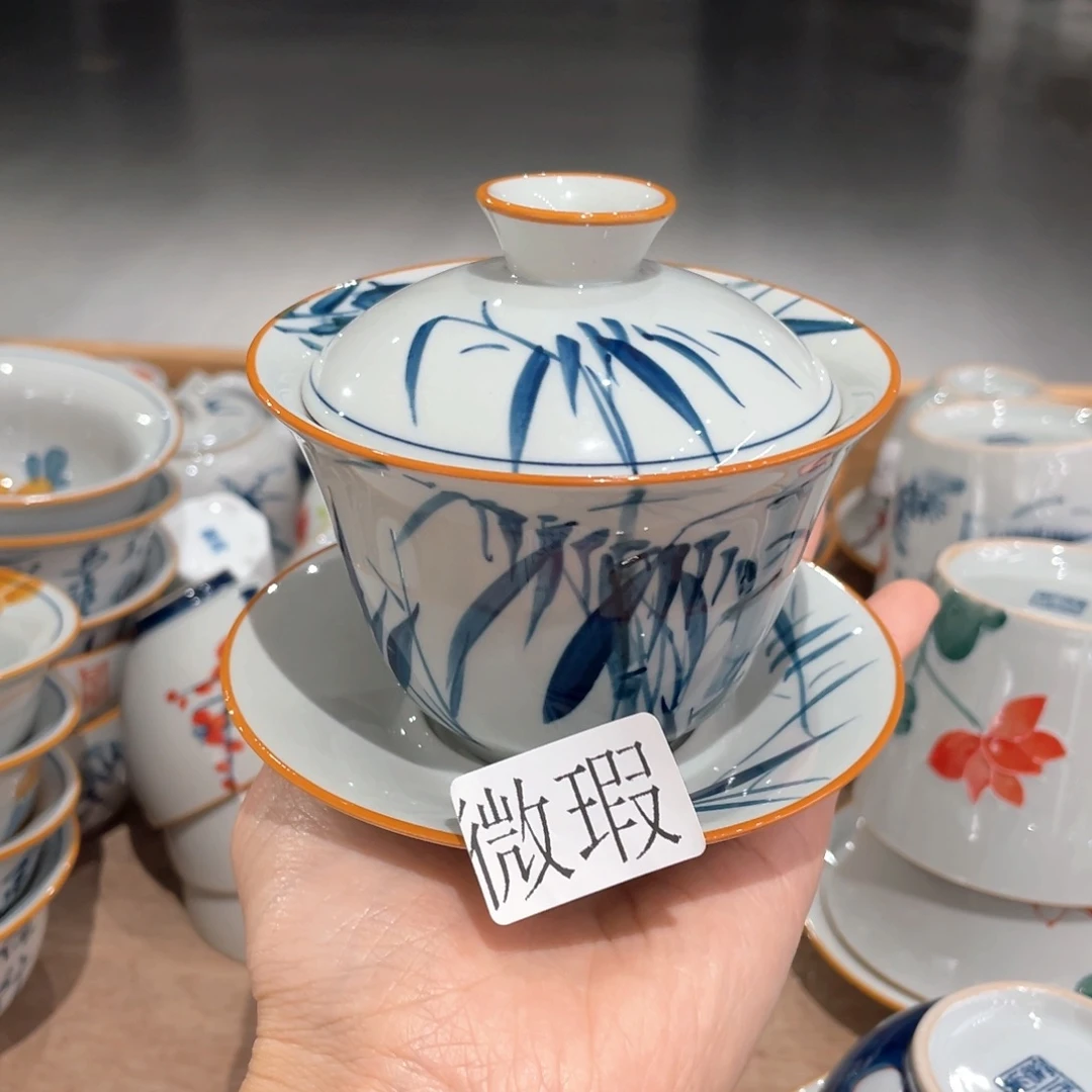 釉下彩纯手绘有瑕