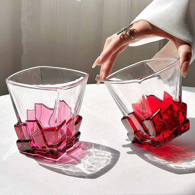 艺术小众设冰块杯限定酒杯轻奢高级玻璃杯创意威士忌杯冷饮果汁杯