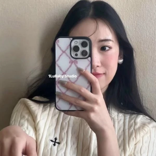 【奶油专属】韩系古董白蝴蝶结适用苹果16pro女iphone15玻璃手机壳