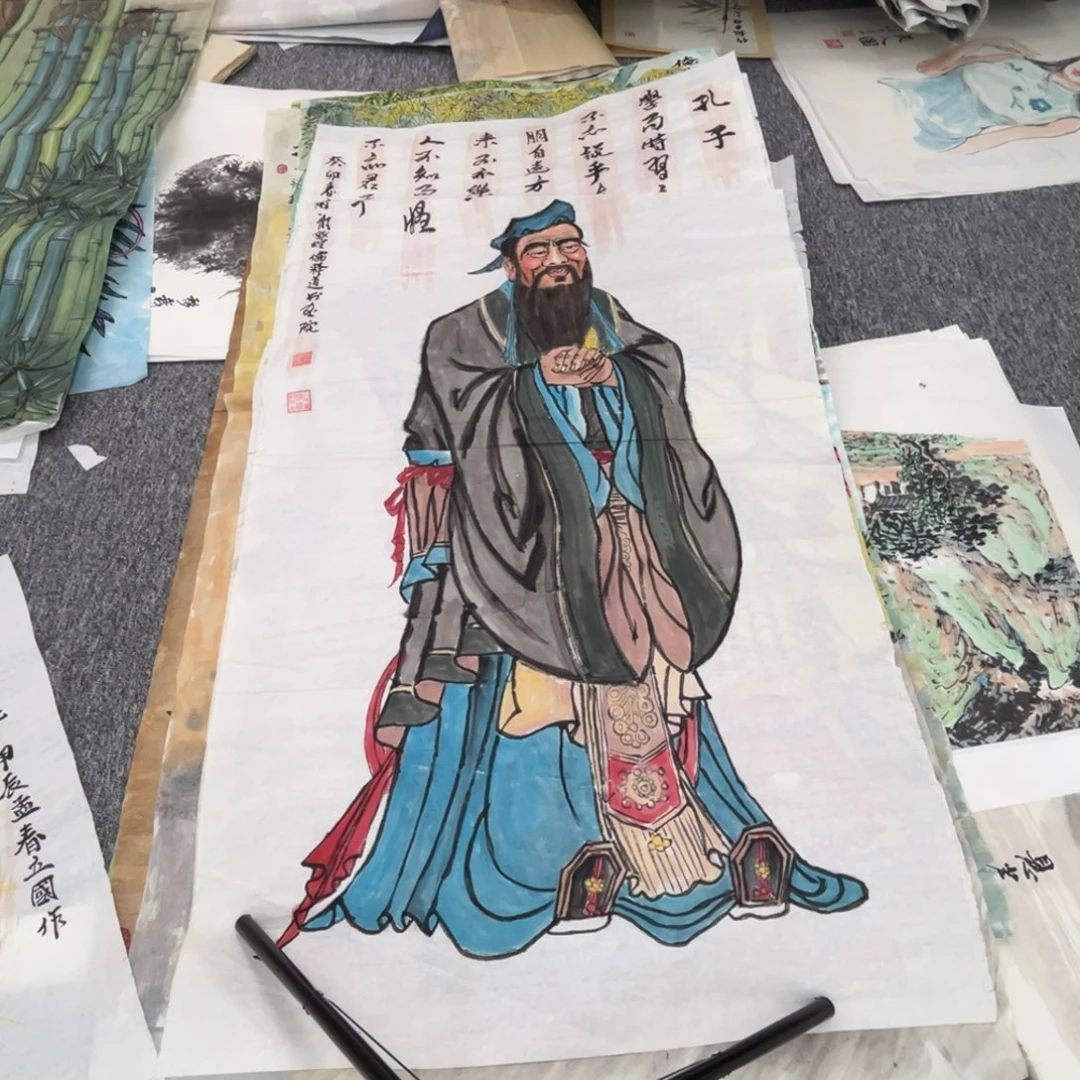 国画化**简四尺绘画作品