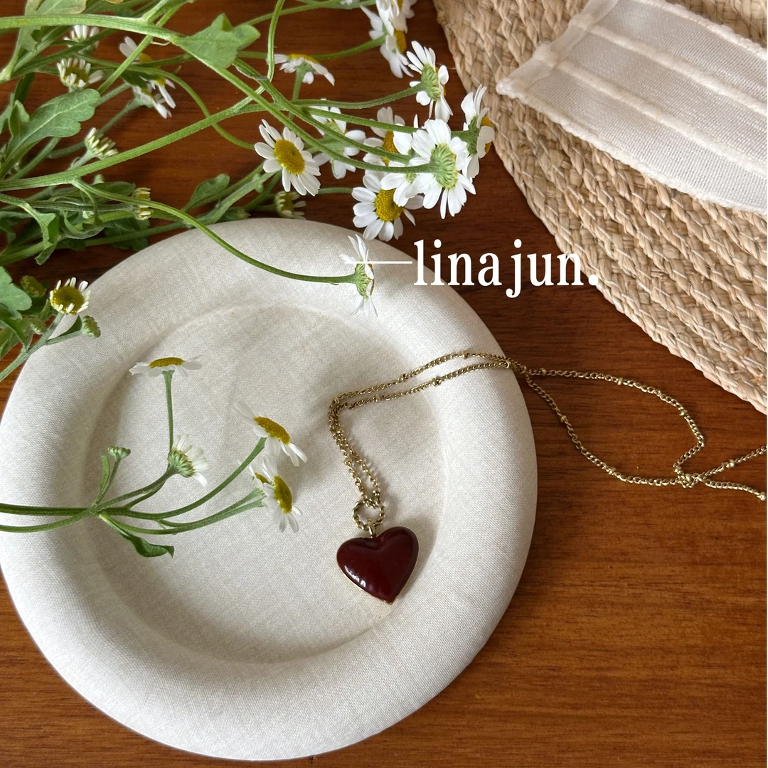 钛钢珐琅项链 2.22阿俊自留百搭复古爱心珐琅钛钢项链