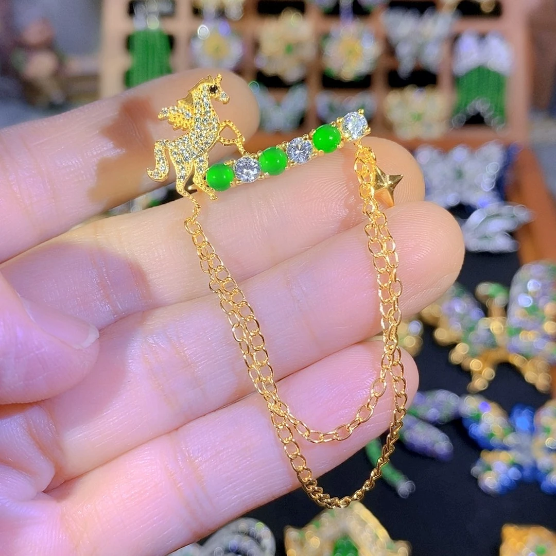 吊坠(不含链)银S925镶嵌翡翠