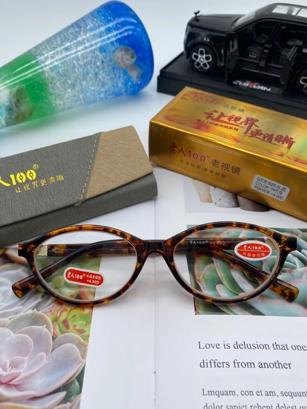 老人100，925水晶耐磨豆花高档老花镜