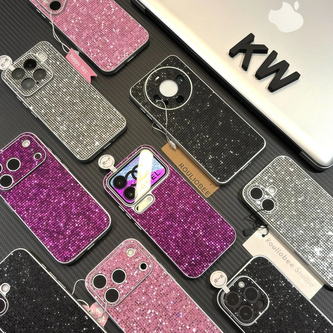 高颜值小香风细闪适用苹果17/16promax手机壳华为P70vivo小米15潮