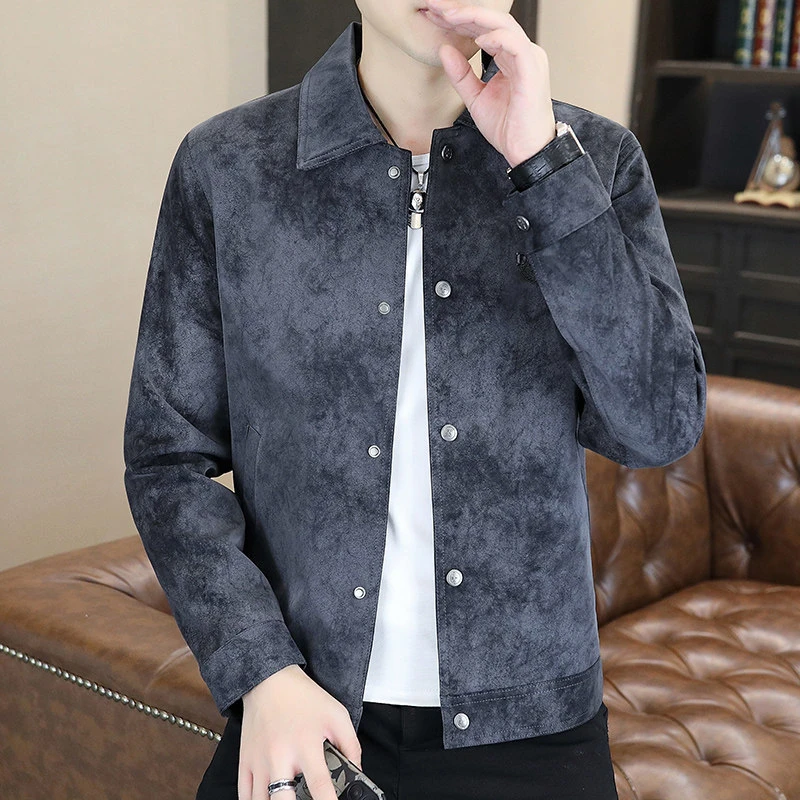 新款潮流男士翻领夹克外套时尚不褪色秋季男士翻领休闲夹克百搭