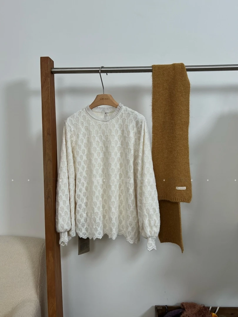 【OVERSIZE LIN】秋冬季百搭甜美田园森系千金风拼接蕾丝长袖打底