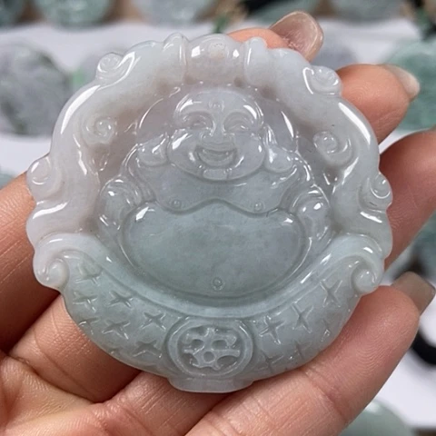 翡翠颈饰未镶嵌元宝笑佛福利