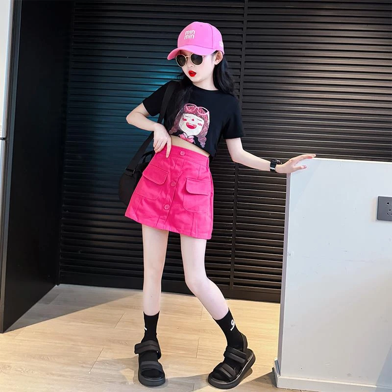 女童短裙套装夏季2025新款大童女装洋气时髦炸街网红夏装韩系穿搭