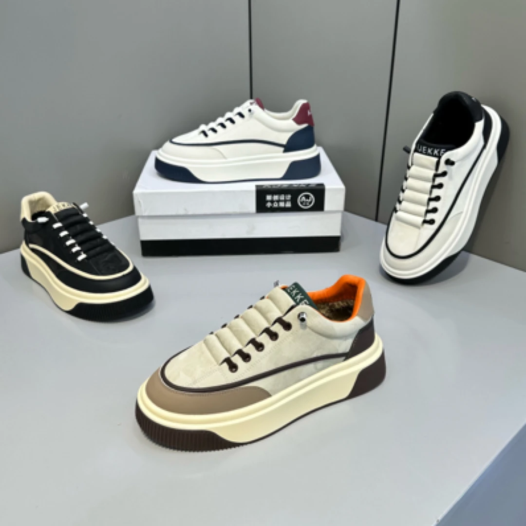 KRY潮牌一脚蹬秋冬男鞋时尚休闲皮面拼接厚底舒适潮流运动韩版鞋