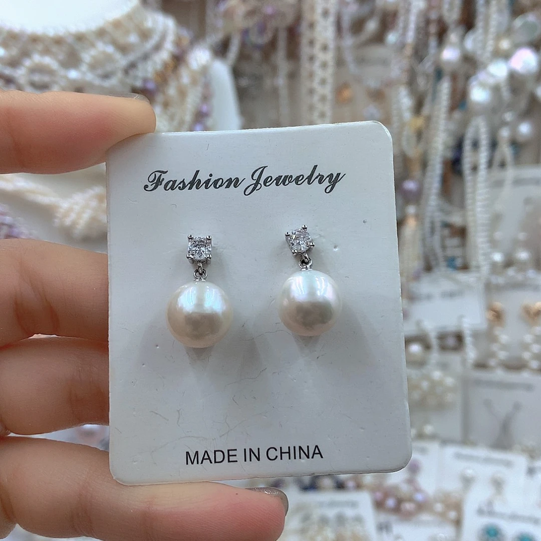 银S925镶嵌耳饰淡水珍珠