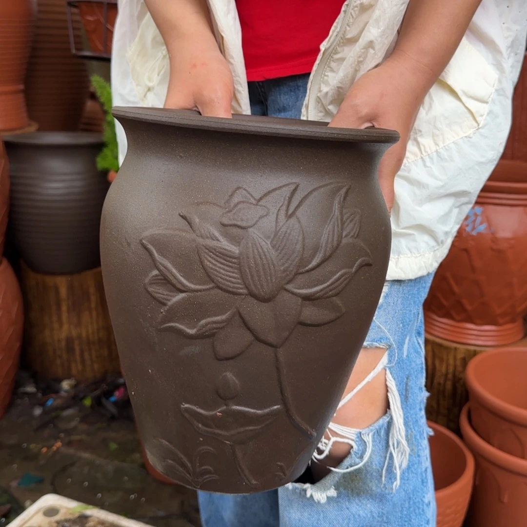 紫砂花瓶口21高27宜兴紫砂