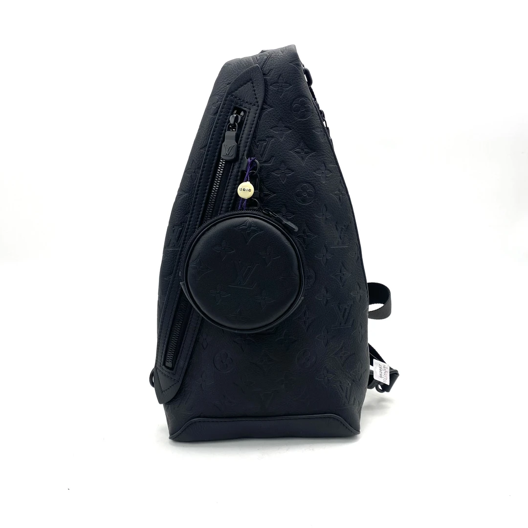 99新 LouisVuitton/路易威登 黑色全皮压花DUO单肩包 尺寸20/42