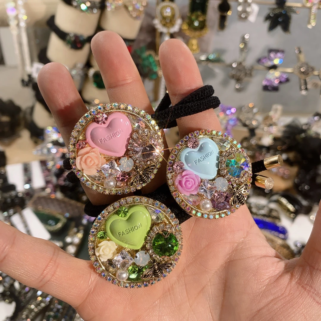 S0011-单只装-新款-高定-重工-爱心-发圈