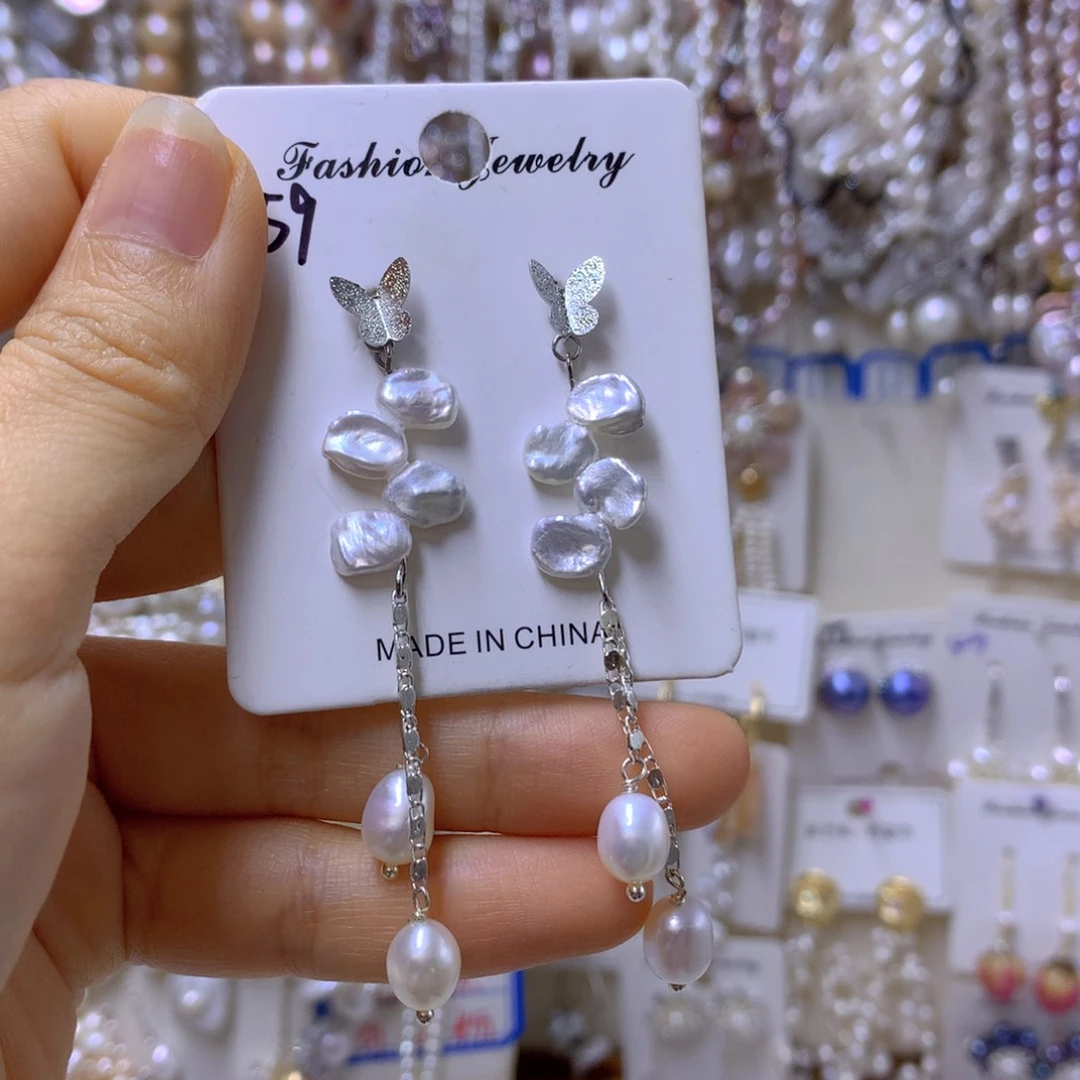 合金淡水珍珠耳饰