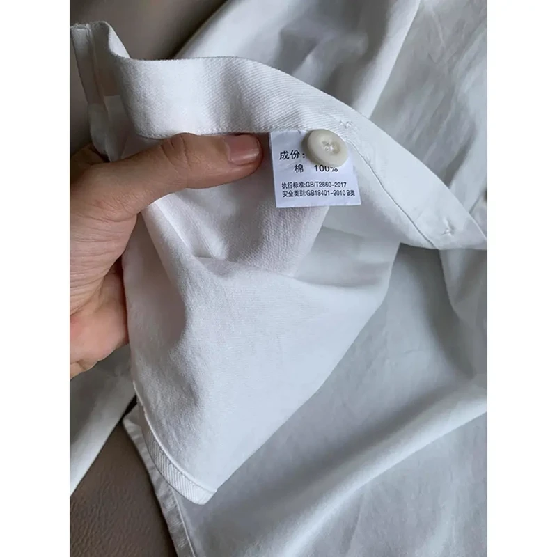 美式重磅纯棉衬衫男2025春季日系休闲外套高级感工装白色长袖衬衣