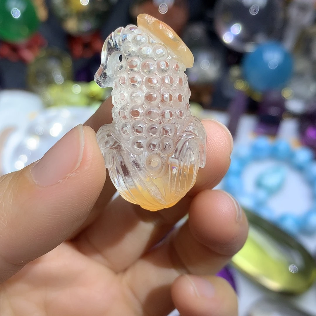 珠宝半成品水晶未镶嵌天然水晶兔毛金玉满堂吊坠