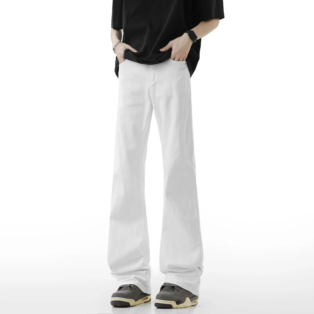 日常微喇牛仔裤男款2025夏季美式高街显瘦休闲裤宽松阔腿直筒裤子