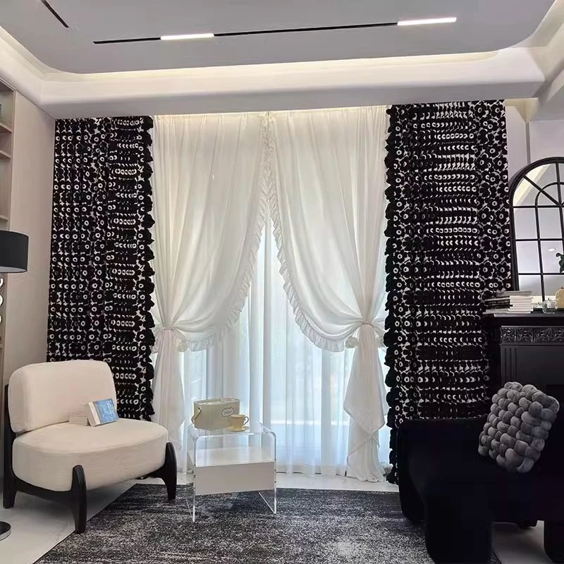 专卖店小香风中古风法式复古羊羔雪尼尔卧室客厅阳台窗帘爱洛