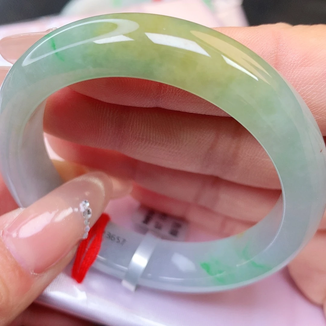 未镶嵌手镯翡翠纯天然A货翡翠黄加绿150号