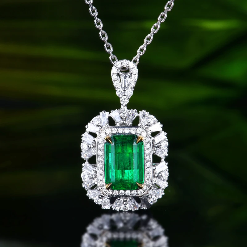 18K金天然沃顿绿祖母绿吊坠（不含链）轻奢时尚经典