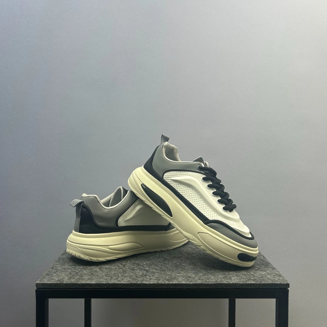 春季新款增高超纤皮复古时尚休闲鞋鞋子时尚百搭潮鞋高帮鞋厚底