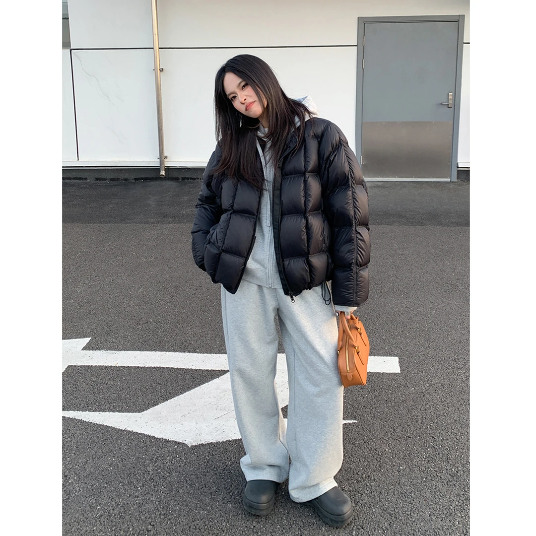 反季 亏米！云朵泡芙龟背短款羽绒服女冬季连帽加厚宽松圆领面包服