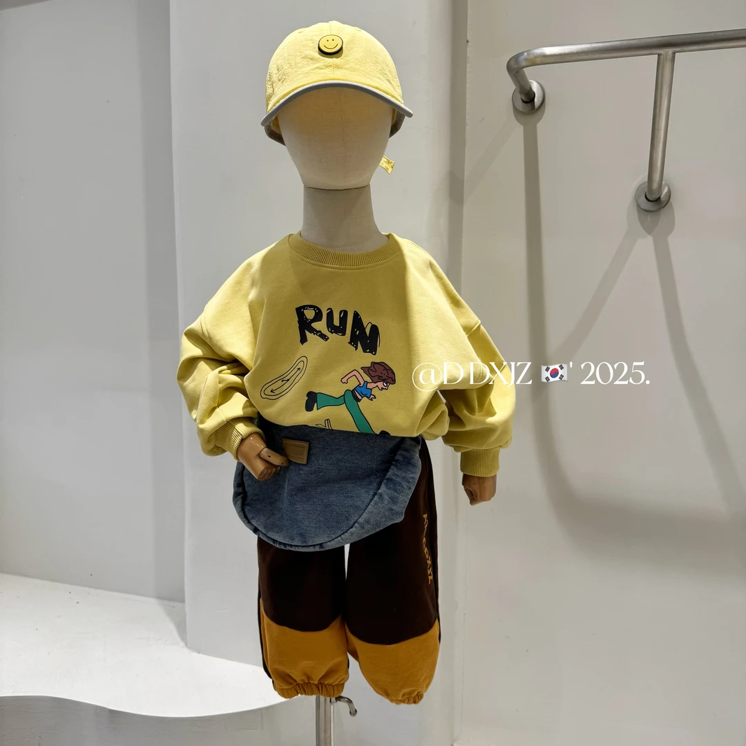 【达不溜】春款儿童韩版休闲时尚百搭亮色男女童套头印花卫衣DD5016