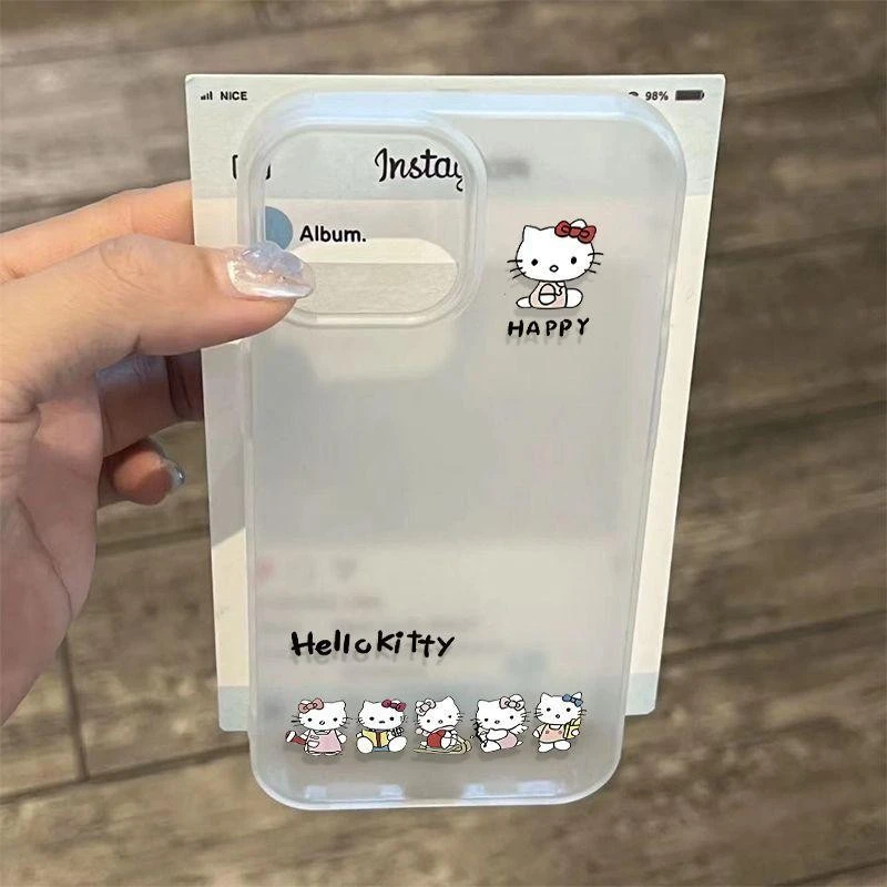 一排凯蒂猫适用苹果16PROMAX手机壳iPhone15磨砂14大孔13软壳12潮