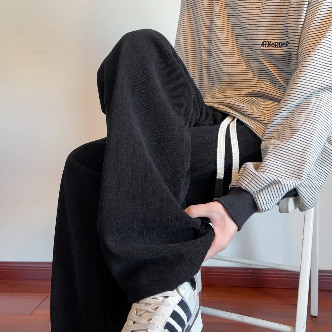 秋季裤子男款2025新款直筒宽松阔腿长裤男士百搭运动潮流休闲裤子