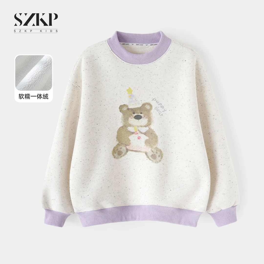 SZKP冬季新款女童装保暖上衣中大童休闲儿童加绒卫衣YNYD557379
