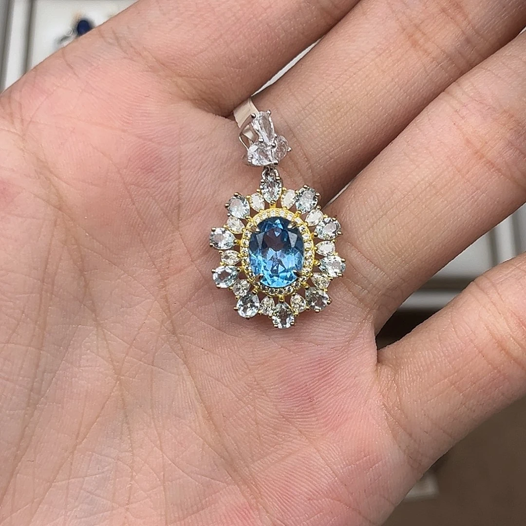 银S925镶嵌颈饰托帕石