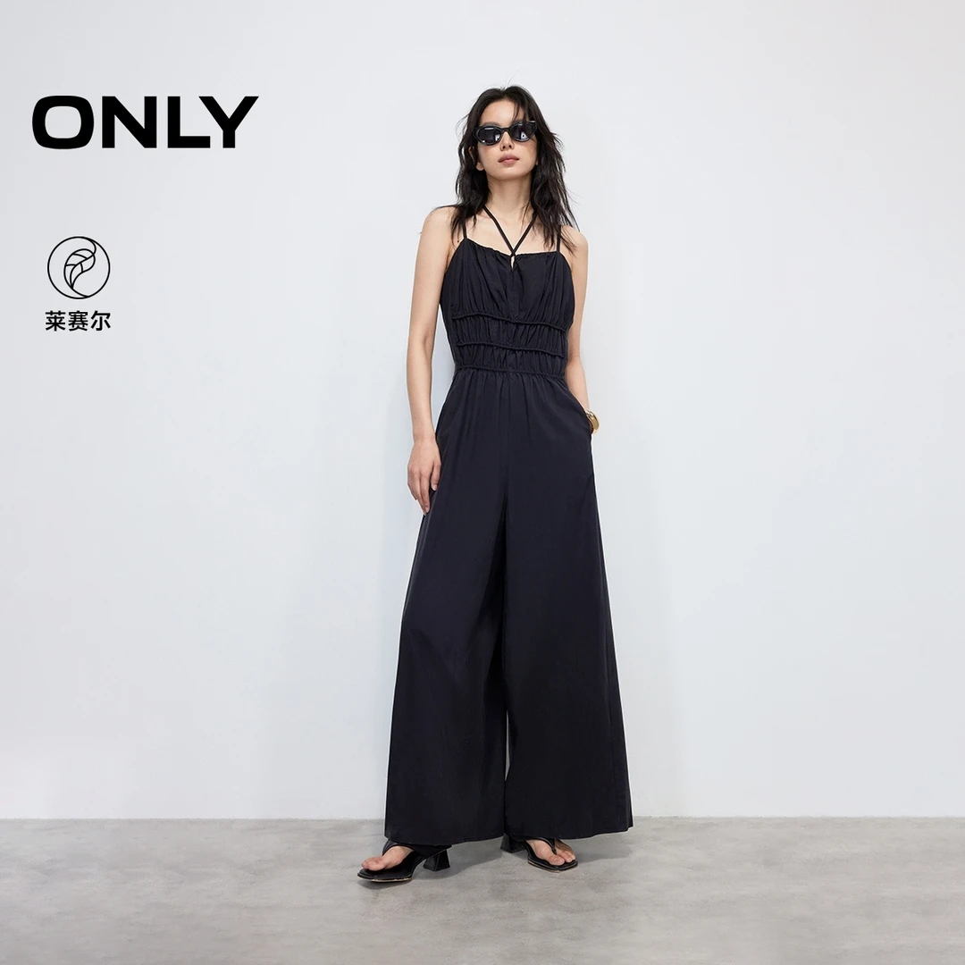 ONLY2025夏季新款吊带连体长裤高腰宽松阔腿休闲裤女|125244001