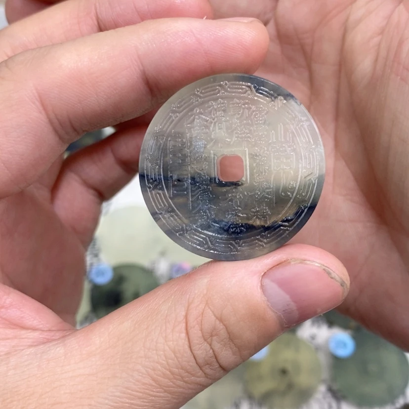 【闪购商品】岫玉未镶嵌颈饰岫玉山鬼花钱吊坠