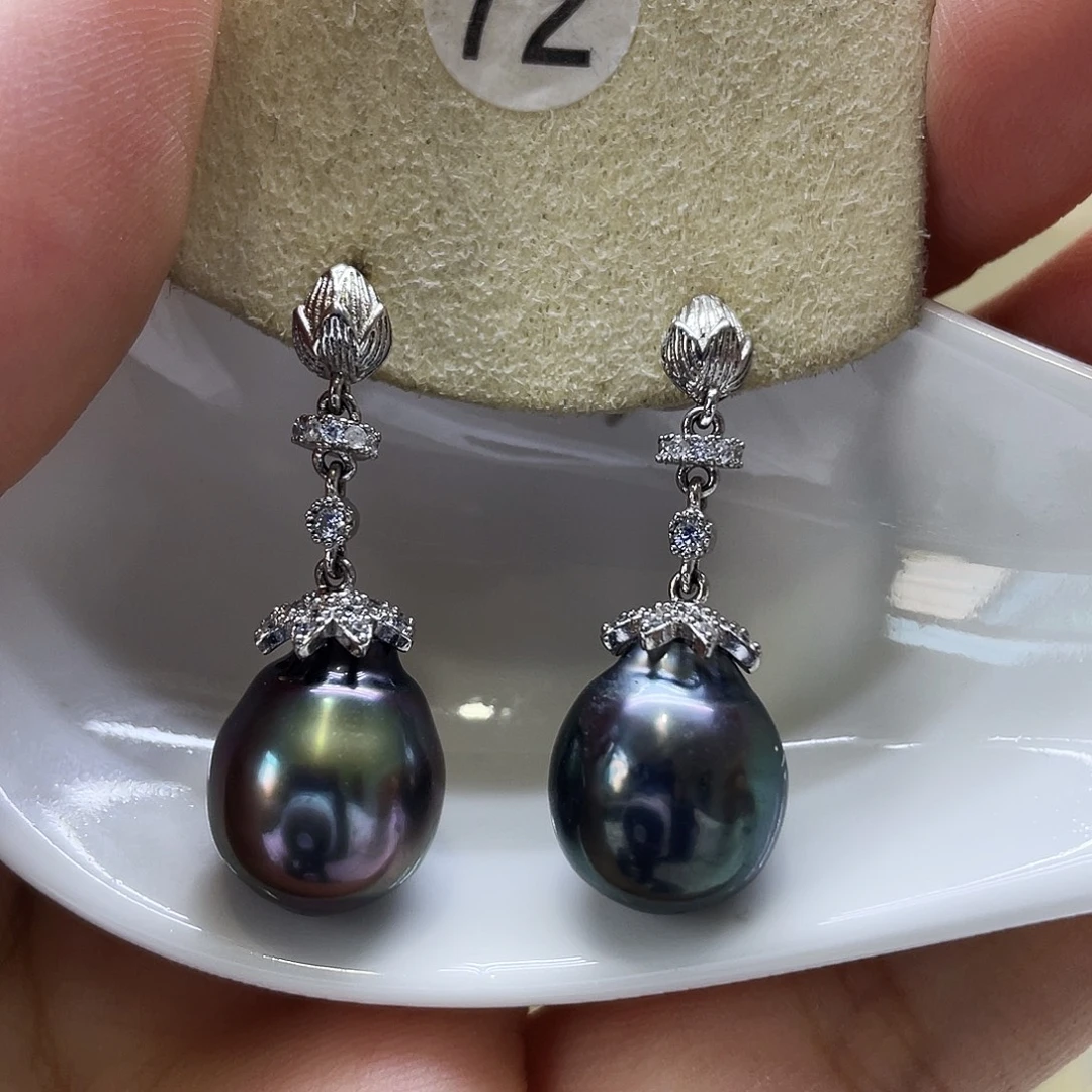 耳饰银S925镶嵌海水珍珠