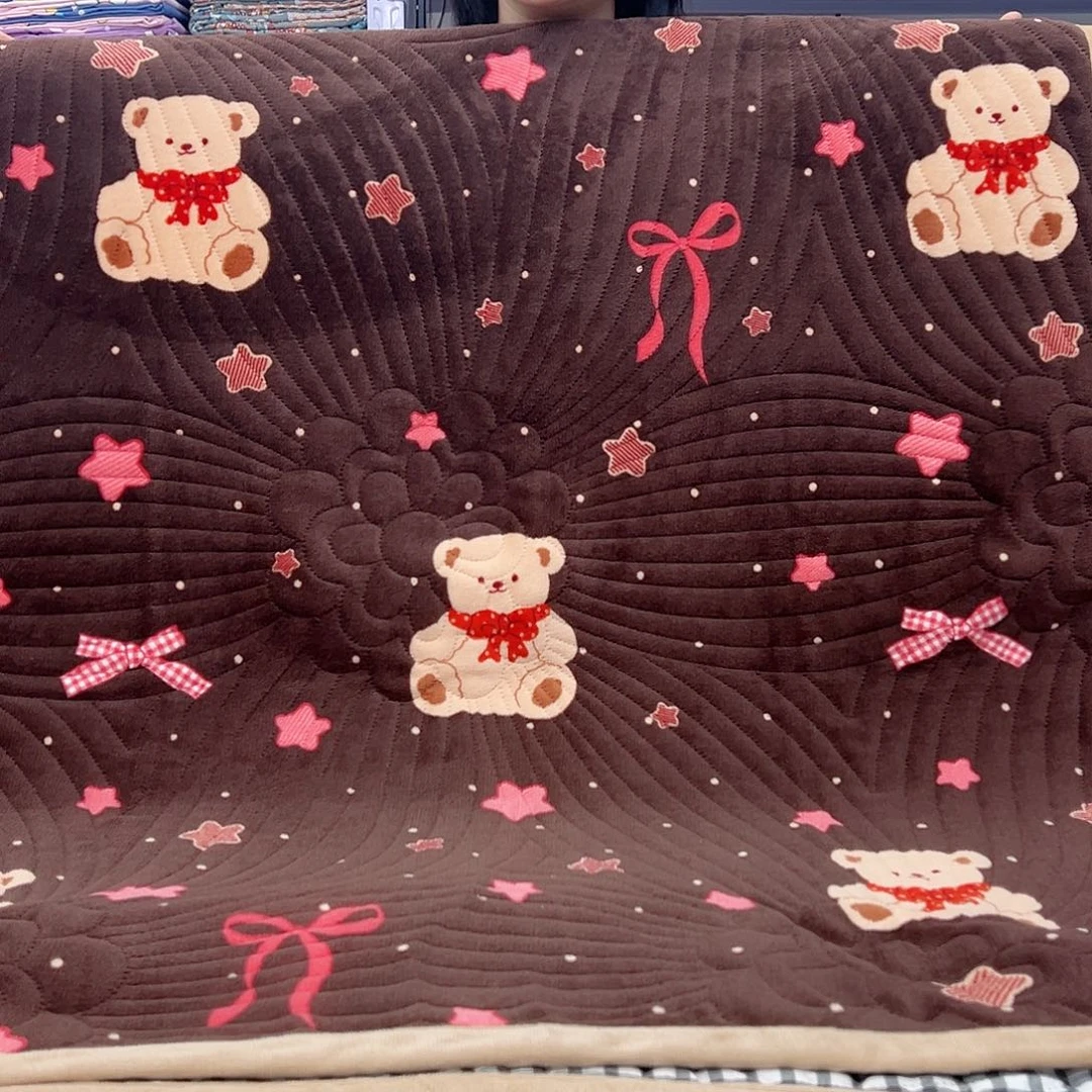 棉棉棉咖色小熊床盖