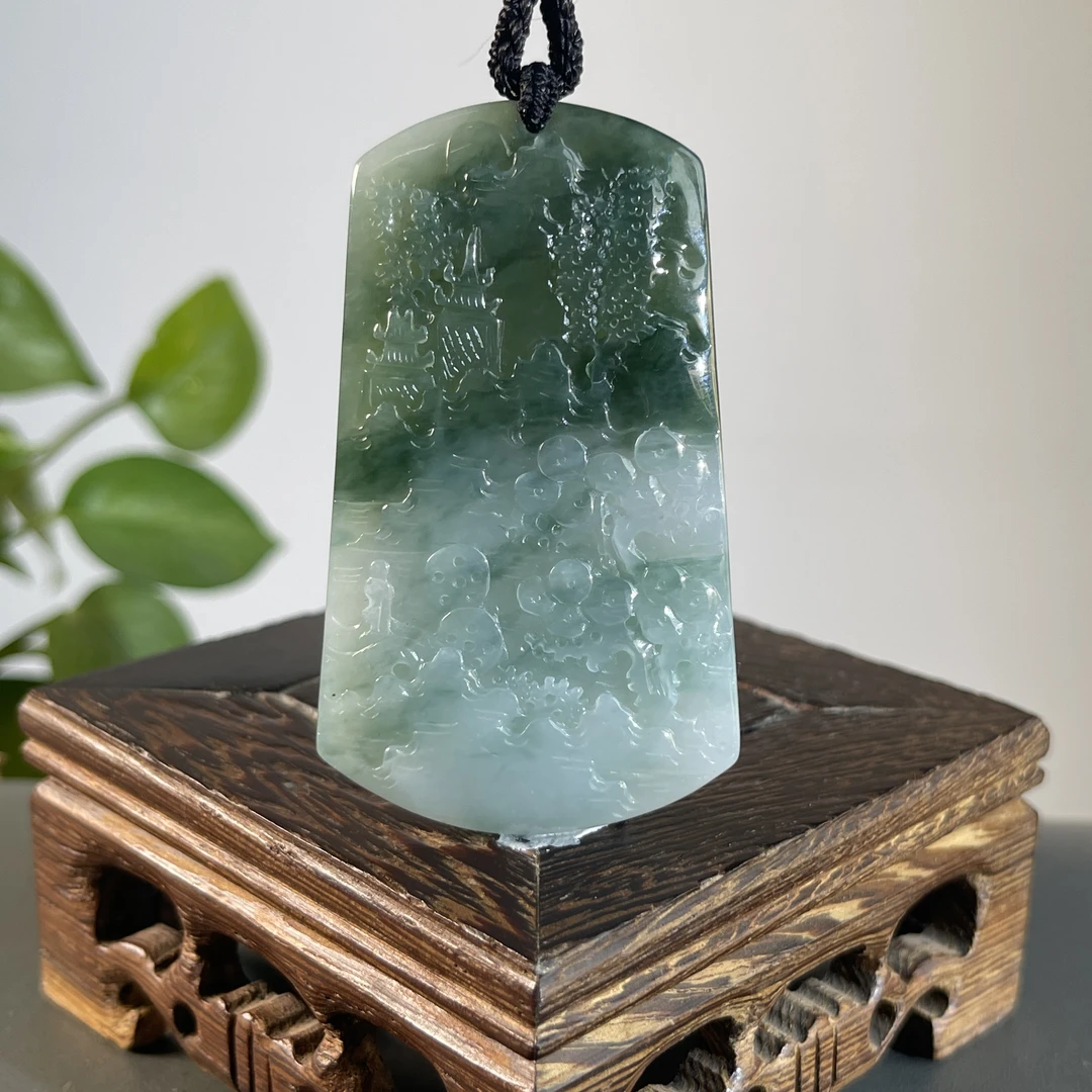 JTW05-56 天然缅甸A货翡翠  山水牌