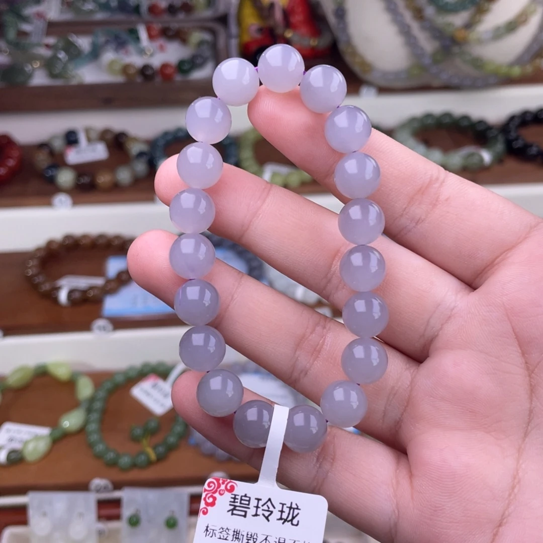 和田玉未镶嵌手串烟紫10mm